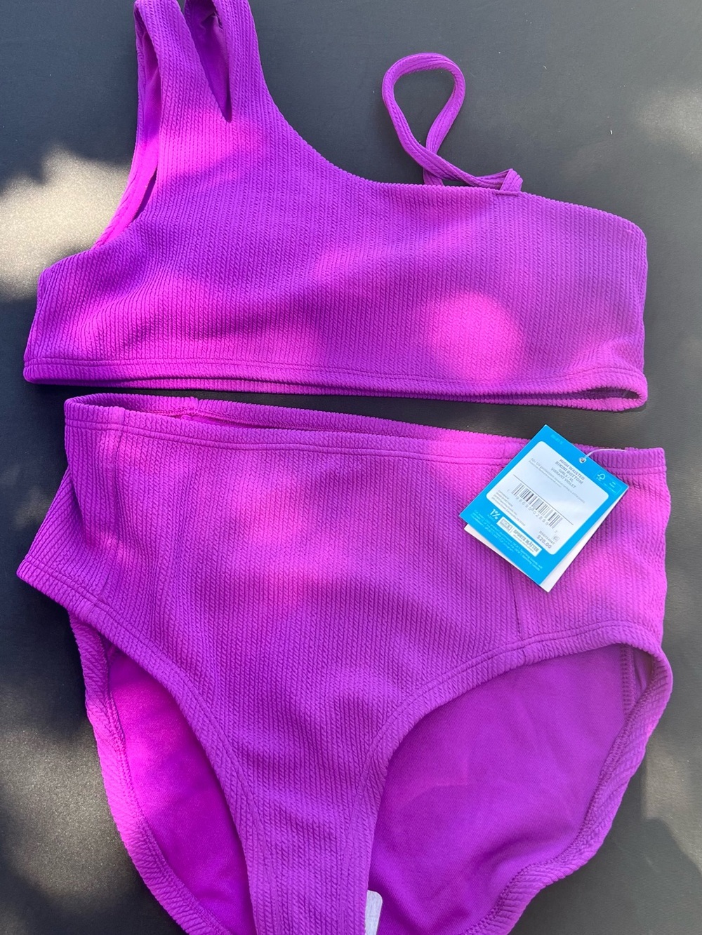 DSG Girls Two-Piece Ribbed Swim Set in Bright Purple